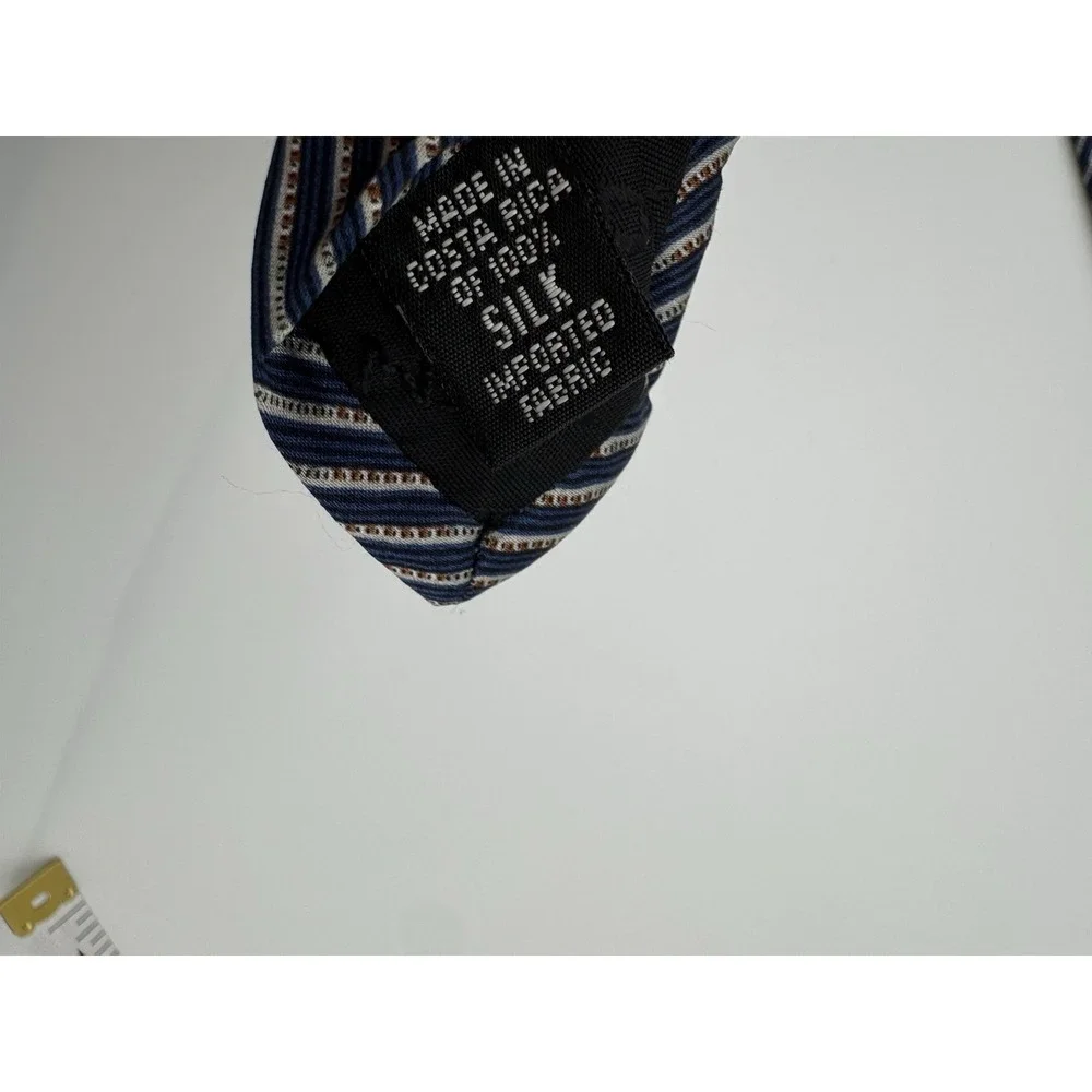 DKNY 100% Silk Tie Blue Striped Necktie‎ Classic Designer Mens Dress Tie